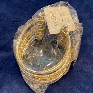 My Style 12pc Two-Tone Open Bangle Bracelet Plated Metal Hand Cuff 2 Tone